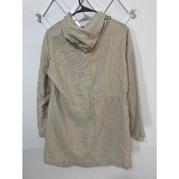 J Jill Womens Linen Blend Utility Jacket Size XSP Zip Beige Shimmer Gold Hoodie - Picture 4 of 14